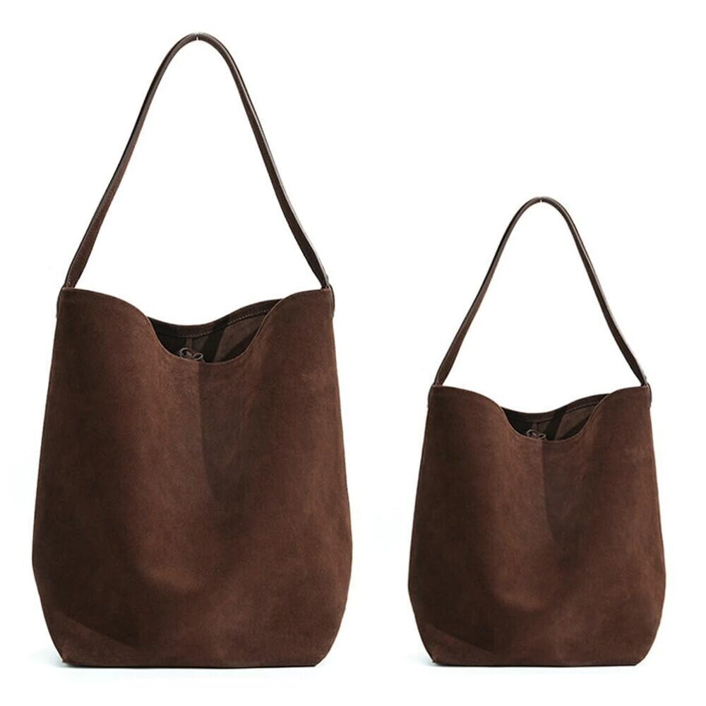 4408 Large Leather Bucket Shoulder Bags Soft Suede Tote Purse Handbags - Picture 4 of 7
